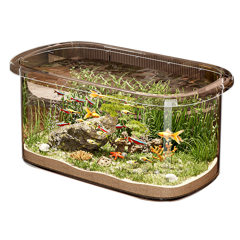Advanced fish tank anti fall living room bedroom goldfish tank transparent oversized turtle ornament micro landscape ecological tank